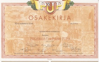 1992 Pirkanmaan Uusi Panimo Oy PUP spec, Tampere osakekirja