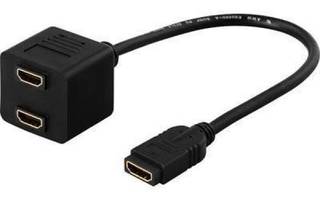 Deltaco HDMI-jakaja, HDMI n - 2xHDMI n, kullattu, 0.1m UUSI