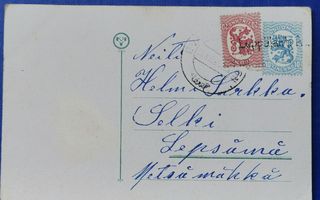 Jyväskylä mlk. Pp-leima Leppälahti As v. 1921