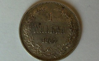 1907 1 markka yksityiskohdat näkyvissä - loistokappale