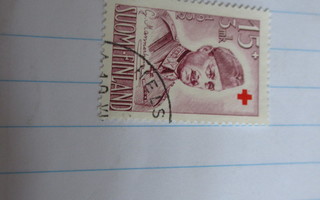 postimerkki suomi.punaristi 15+3 mannerheim 1952.kulkenut.