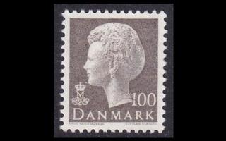 Tanska 584 ** Margrethe 100 öre harmaa (1975)