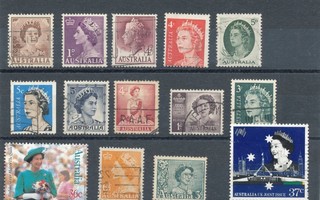 Australia Kuningatar ELIZABETH postimerkkejä 14 kpl