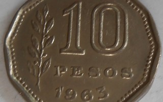 ARGENTINA  10 Pesos v.1963  KM#60    Circ.