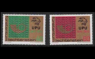 Liechtenstein 607-8 ** UPU 100v (1974)