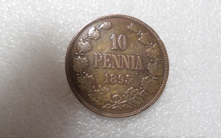 10  penniä  1895   Kulkematon  Hieman patinoitunut