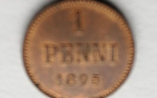 1 penni 1895 kuparia , leimakiiltoa