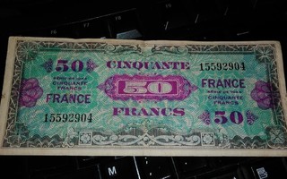 Ranska France 50 Francs 1944 Military sn904 F-VF