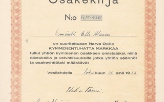 1953 Narva Oy, Vesilahti osakekirja