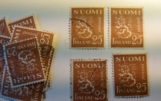Malli 1930 Leijona ruskea postimerkki 25 penniä