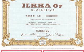 1989 Ilkka Oy spec, Seinäjoki pörssi osakekirja