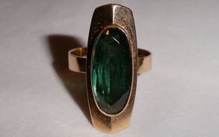 Smaragdin vihreä sormus kultainen 60-luku