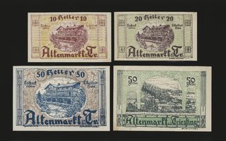 Itävalta Notgeld 10, 20, 2x50 Heller, Altenmarkt 1920