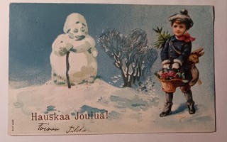 Lumiukko, lapsi, kuusi ja lahjoja, p. 1906