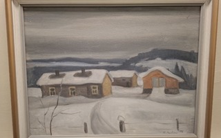 Usko Nyströmin öljyvärimaalaus "Maisema Kajaanista" 1946