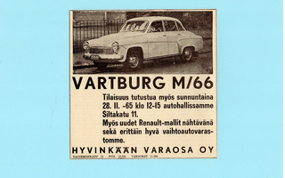 Wartburg M/66 - lehtimainos A4 laminoitu