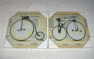 Uudet sisustustaulut "Vanhat polkupyörät" 28 x 28 cm