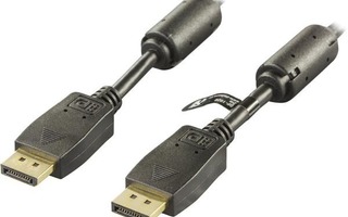 Deltaco DisplayPort kaapeli, uros - uros, kullattu, 5m,musta