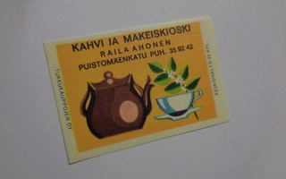 TT-etiketti Kahvi ja makeiskioski Raila Ahonen