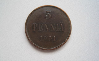 5 PENNIÄ 1901.  1117