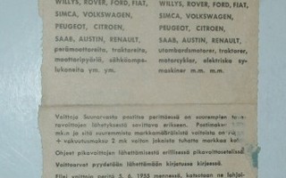 Y - Yllätys-arpa ja pikavoittoarpa, pääarvonta 21.2.1955