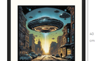 Uusi UFO taulu 40 cm x 40 cm kehyksineen