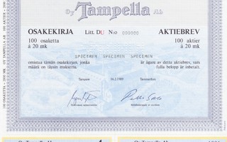 1989 Tampella Oy spec, Tampere pörssi osakekirja
