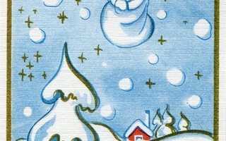 Joulu - Vanha ruotsalainen postikortti - Vauva ja puput