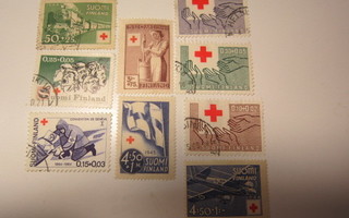 SPR punainen risti postimerkki 9 kpl