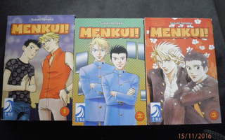 Menkui! manga, vol. 1-3, koko saria. Englannin kieli