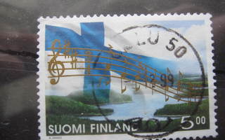 5 mk Suomen lippu postimerkki loisto Oulu 50 9.12.99?