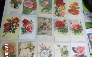 20  kpl  ruusu  Postikortteja    1940   luvulta ,