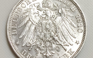 Saksa Württemberg, 3 Mark 1910, Wilhelm II