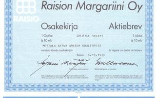 1988 Raision Margariini Oy, Raisio pörssi osakekirja