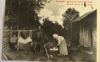 Parikkala ,Karjalainen vaimo lapsineen, kulkenut 1909