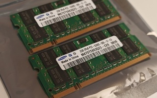 Muistikammat DDR2 2x2GB = 4GB SoDimm 5300S