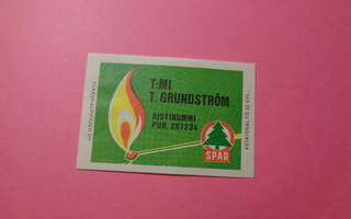 TT-etiketti Spar T:mi T. Grundström, Ristinummi
