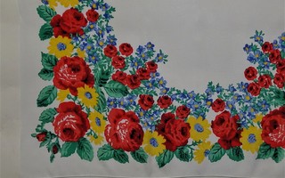 Retro värikäs kukkahuivi 78 cm x 78 cm