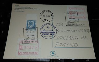 Virolahti kk M/S Olympia Laiva -leima kortti 1989 PK500/11