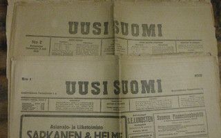 Sanomalehti  Uusi Suomi   3 numeroa  1919