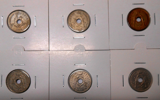 Belgium. 5 centimes 1905,1913,1923,1914,1920,1925.