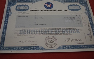Osakekirja Wheeled Coach Industries, Inc 1983