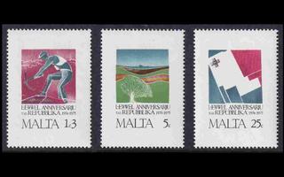 Malta 521-3 ** Tasavalta 1v (1975)