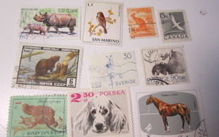 postimerkki 10 kpl eläimiä