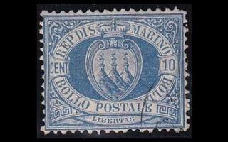 San Marino 2a o Vaakuna 10 C ultramarin (1877)