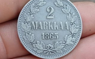 2 Markkaa 1865 hopeaa.