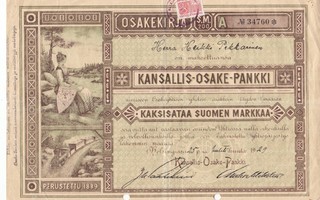 OKK 1929 KOP Paasikiven allekirj. + 1945 Kansalliskauppa Oy