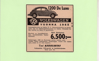 Volkswagen 1200 De Luxe 1965 - lehtimainos A5 laminoitu