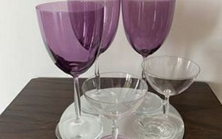 Viinilasit, liköörilasit ja Lumme-kynttilänjalka 3+2+1kpl