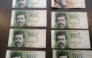 100 markkaa ja 50 markkaa 1986, yht 10kpl